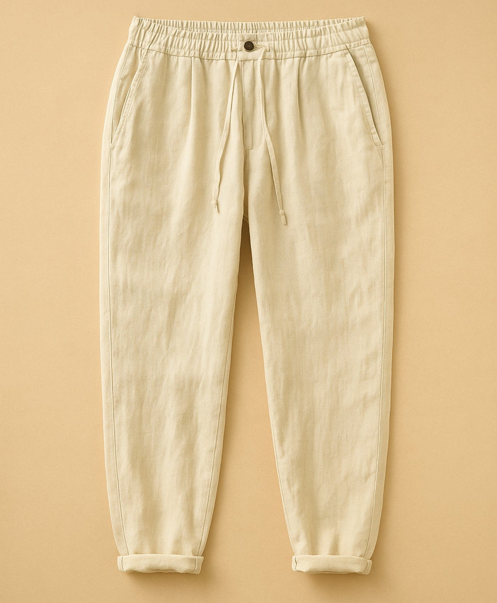 Licht Beige Monaco Linnen Broek