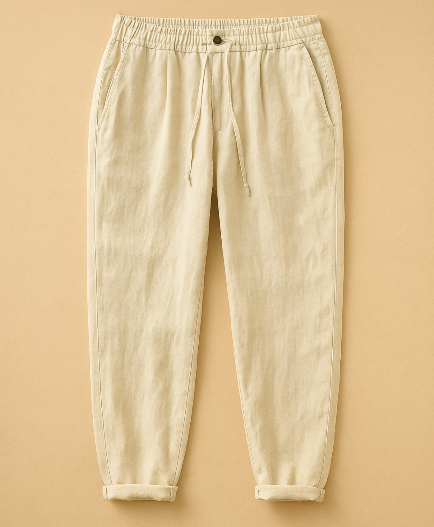 Licht Beige Monaco Linnen Broek