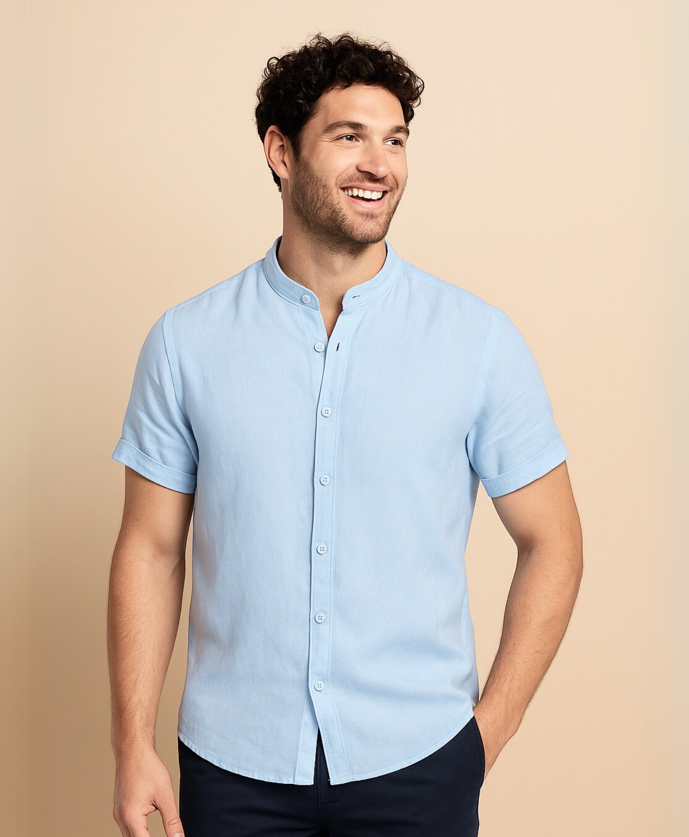Pastel Blauw Tropez Linnen Overhemd